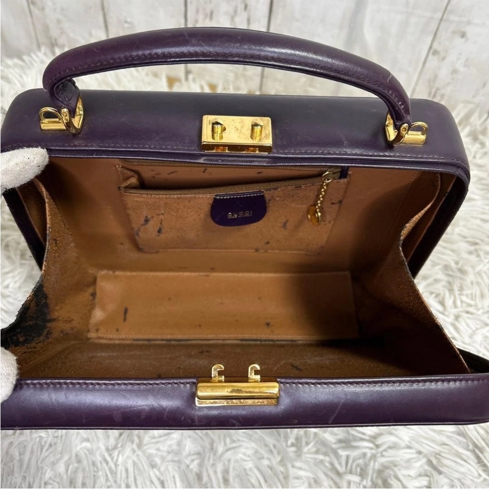 Gucci Dark Purple Leather Box Bag with Gold Hardware - Picture 9 of 16